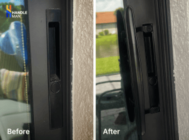 before and after door handle installation