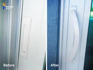 before and after door handle installation