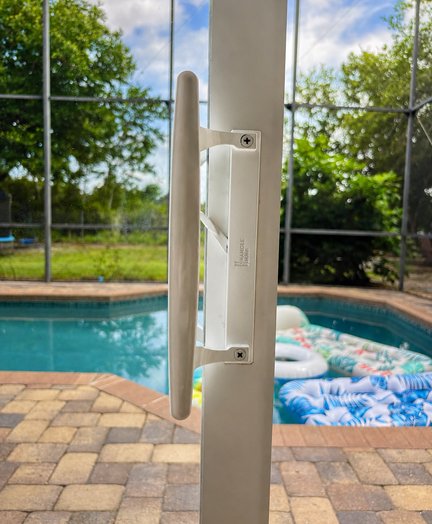 FullGrip handle and LeverGuard lock installed on a lanai sliding glass door
